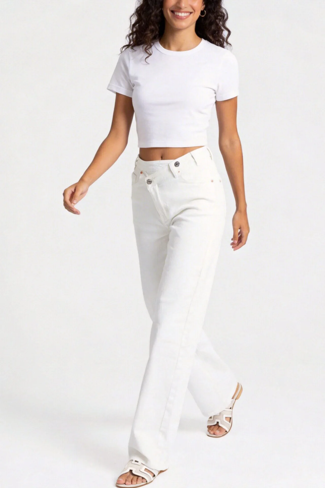 Jeans Blanco Asimétrico