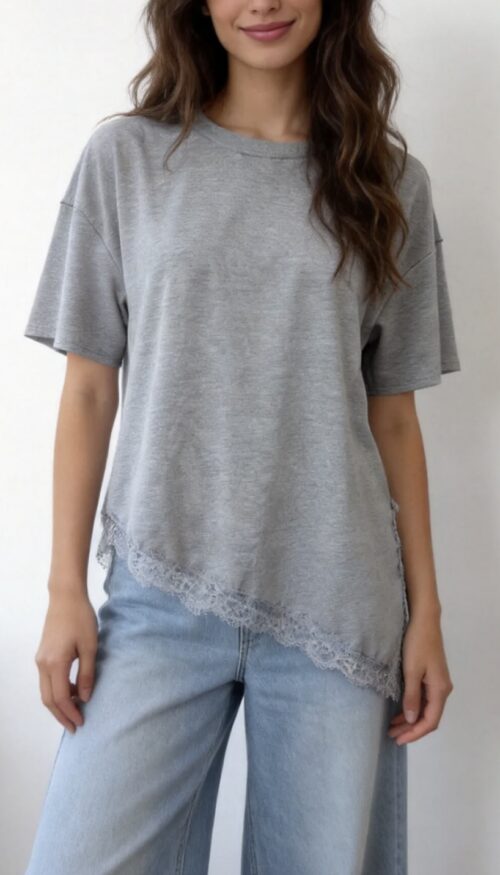 Camiseta Asimétrica Encaje