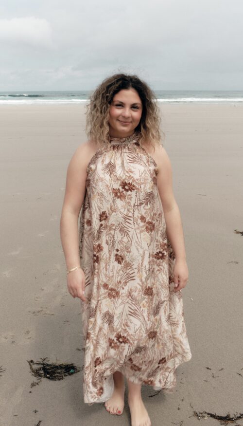 Vestido Flores Marrones