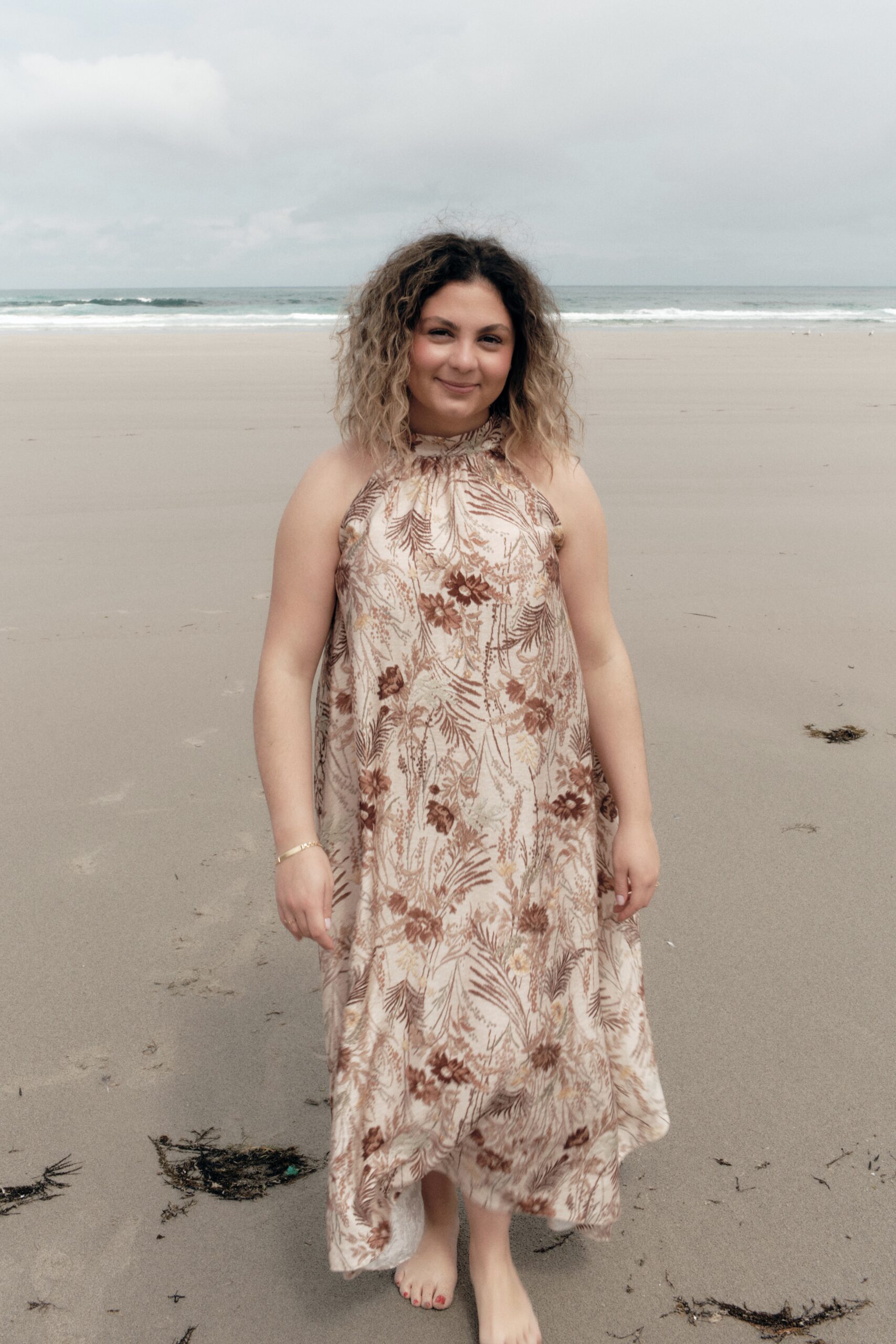 Vestido Flores Marrones