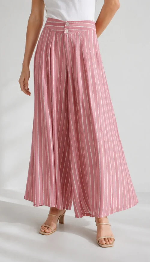 Pantalón fluido Rayas Botones