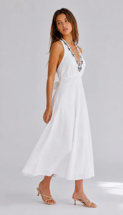 Vestido Midi Lazadas Blanco