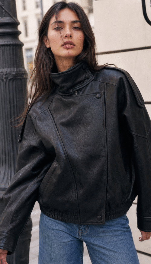Cazadora Cuero Negro