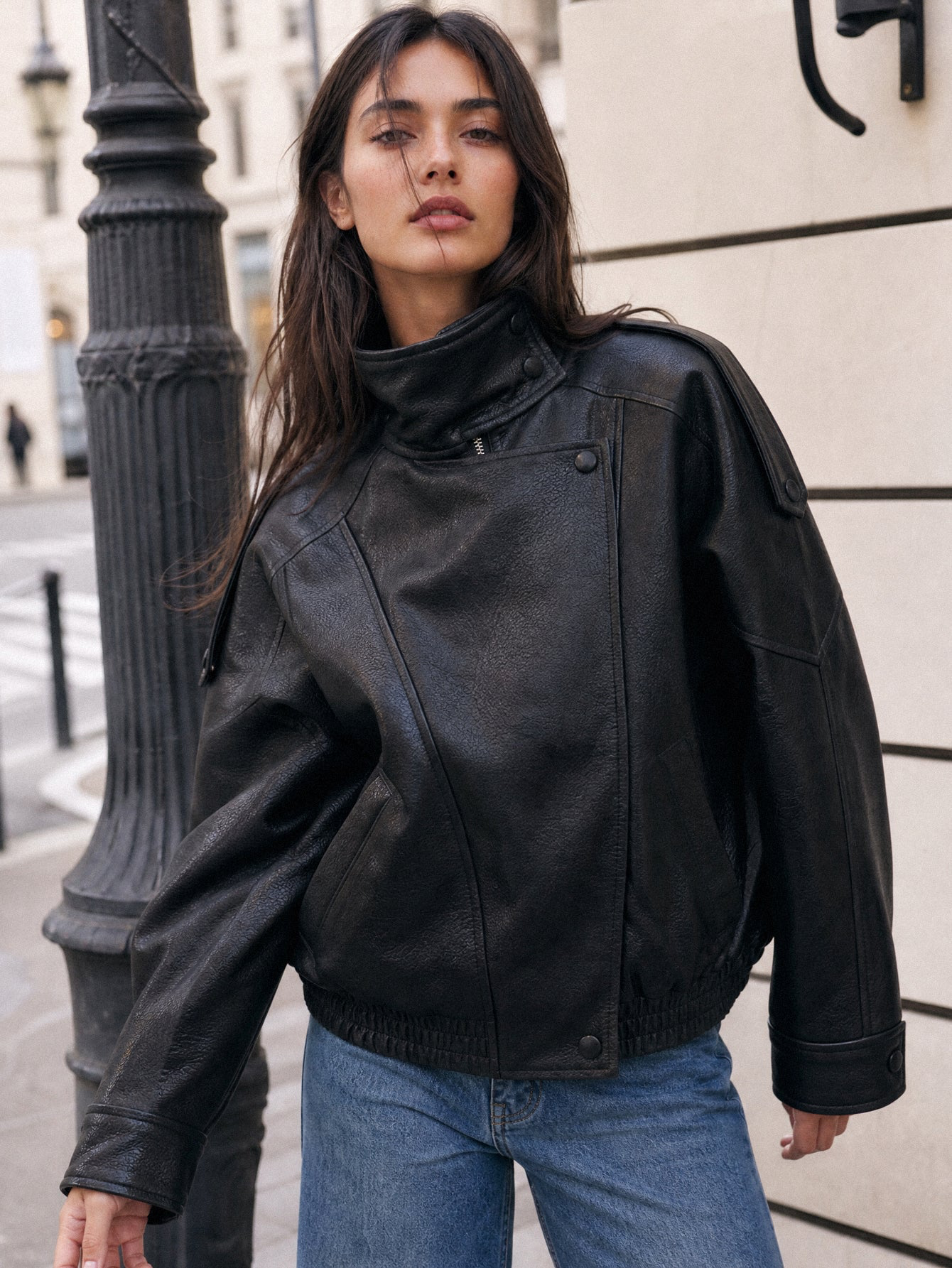 Cazadora Cuero Negro